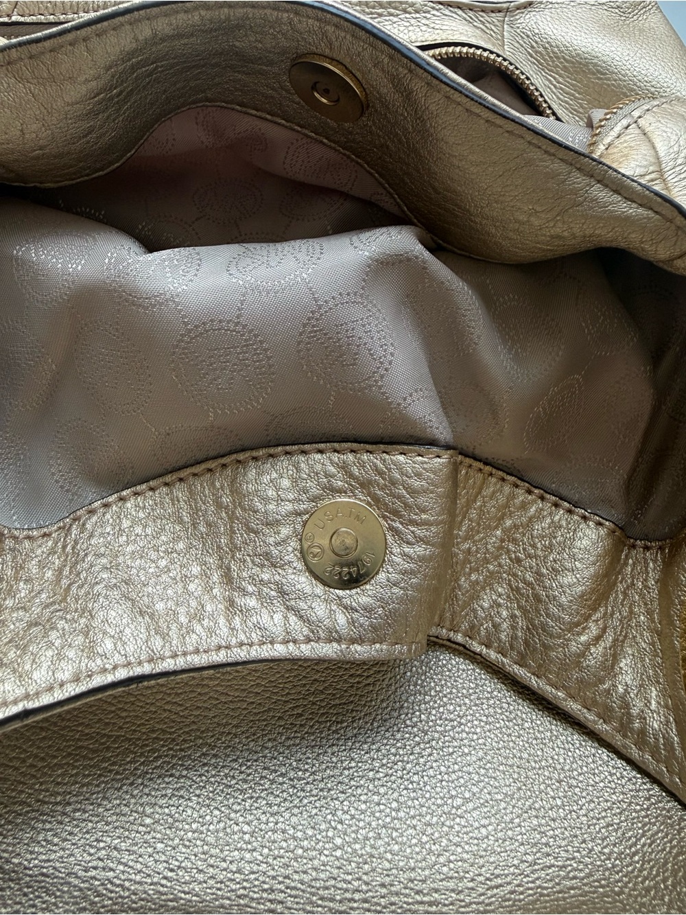Michael Kors Metallic Gold Pebbled Leather Shoulder Hobo - Picture 9 of 12